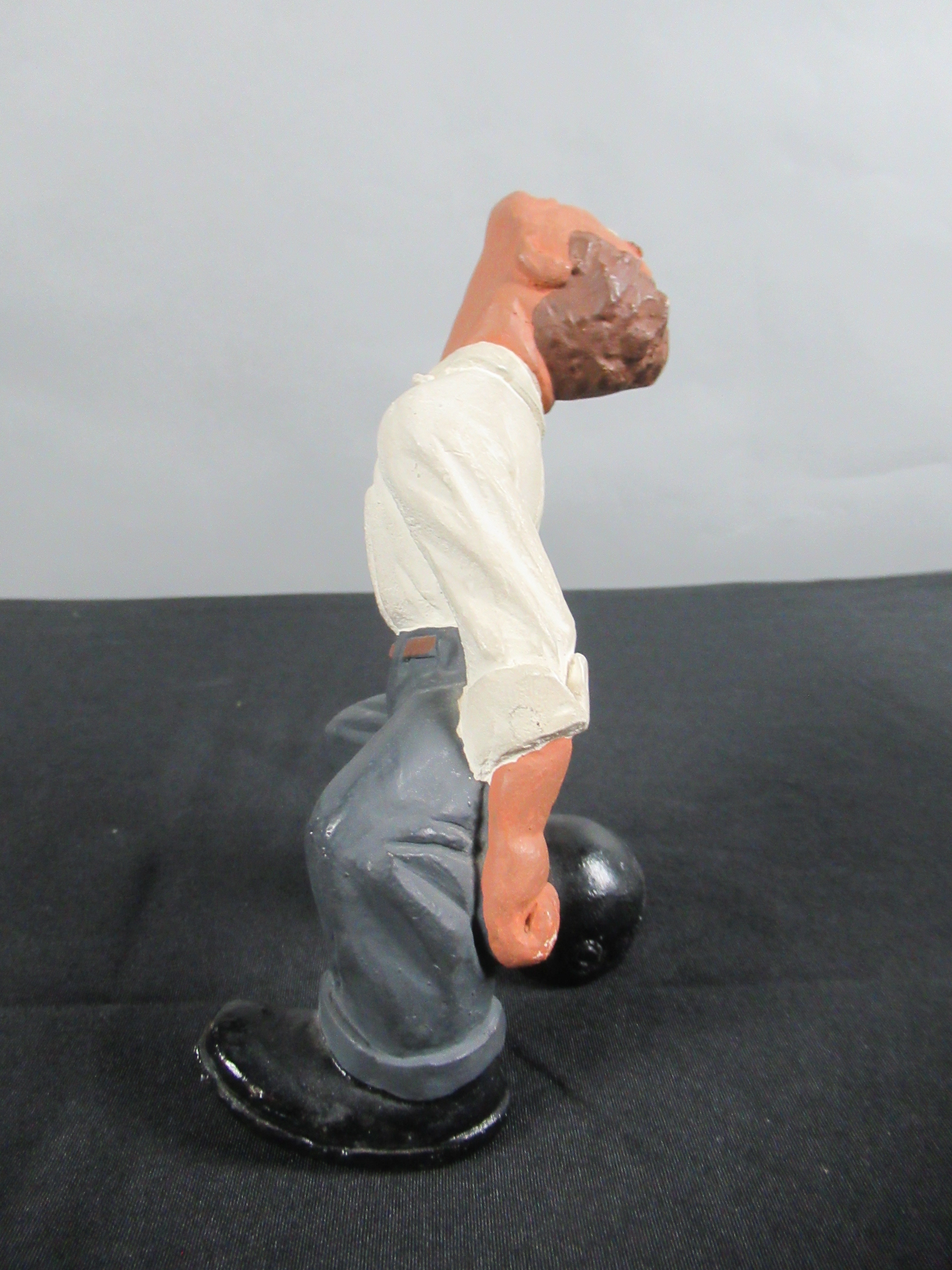 VINTAGE Bowling Figure Pair Set - L. L. Rittgers (c. 1940s) Collectible Sport Chalkware Statuettes